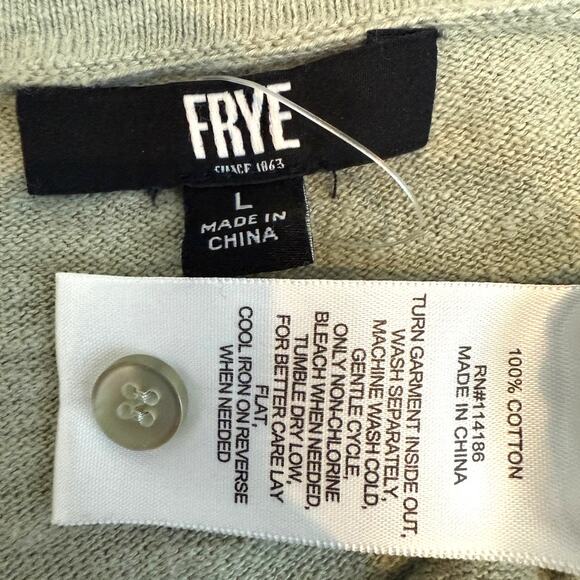 FRYE large button front cardigan sweater pointelle SP 3015 - Picture 4 of 9